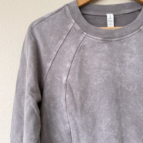 Lululemon Size 8 Scuba Crew White Washed Dark Chrome Cozy Cotton Terry - Picture 2 of 8